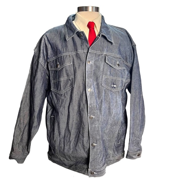 Knockout Jeans Los Angeles Mens Light Blue Denim Jacket Size XXXL Hip Hop Y2K - Picture 1 of 14
